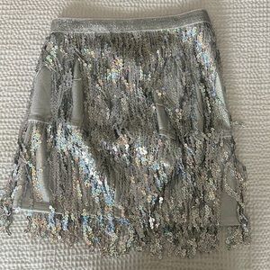 NWOT sequin, fringe skirt. listed as a size us 4-6 but fits like 25 waist. 🪩